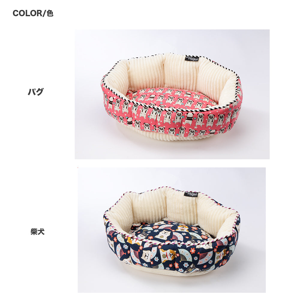 Petique ペティーク リバーシブルラウンドペットベッド 猫 小型犬 ふかふか ふわふわ あたたかい ペット用 ベッド リバーシブル ふわふわ Reversible Round Pet Bed