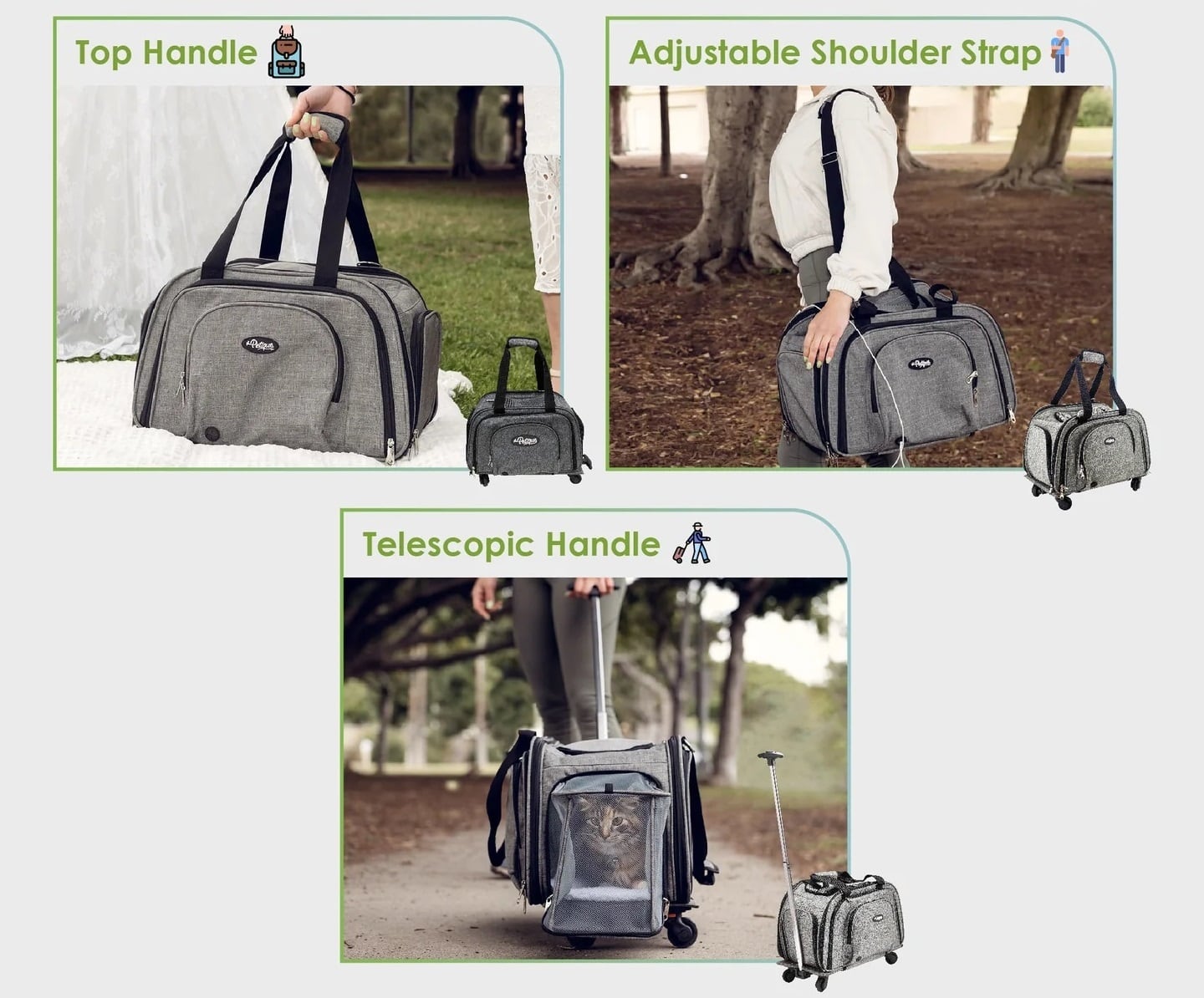 Petique ペティーク ハッピー Happy Camper キャンパー ペットキャリー ペットストローラー3WAY 手提げ 肩掛け 折りたたみ