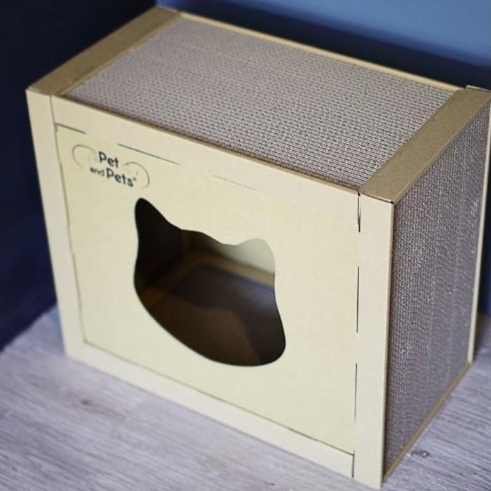 ザ ボックス キャットハウス ペットハウス 爪とぎハウス ベッドハウス 段ボールハウス キャットタワー つめとぎ 猫の爪とぎ ダンボール 高圧縮紙 おもちゃ ベッド ストレス解消 ねこ ネコ 猫 小動物 The Box