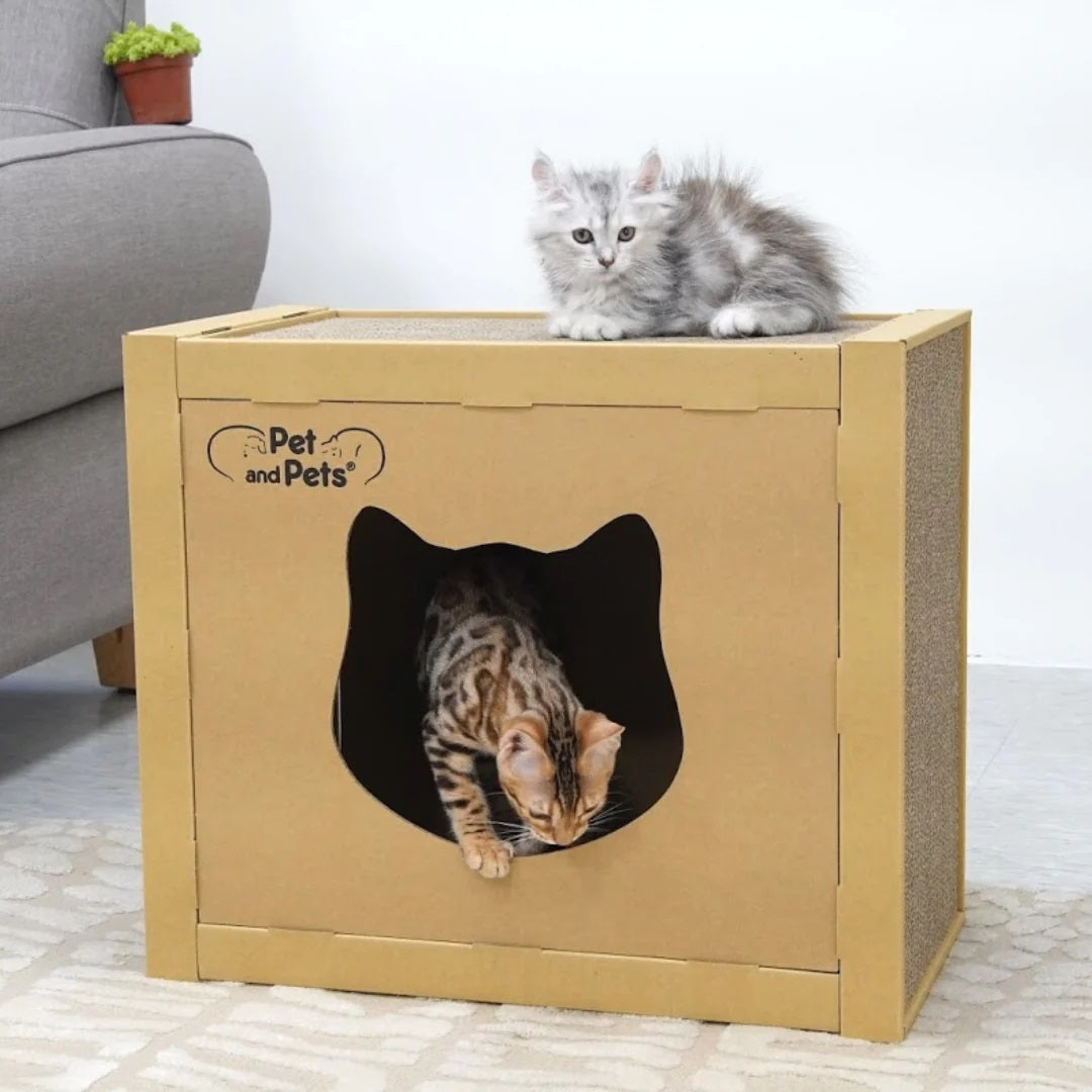 ザ ボックス キャットハウス ペットハウス 爪とぎハウス ベッドハウス 段ボールハウス キャットタワー つめとぎ 猫の爪とぎ ダンボール 高圧縮紙 おもちゃ ベッド ストレス解消 ねこ ネコ 猫 小動物 The Box