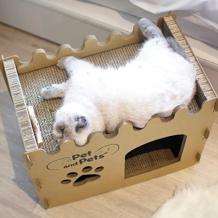 バンガロー キャットハウス キャットタワー ペットハウス 爪とぎハウス ベッドハウス 段ボールハウス つめとぎ ダンボール 高圧縮紙 おもちゃ 猫のおもちゃ 猫の爪とぎ ベッド ねこ ネコ 猫 小動物 Bungalow