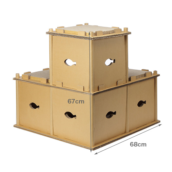 フォートレス キャットハウス ペットハウス キャットタワー 猫ハウス 爪とぎハウス ダンボールハウス つめとぎ 段ボール 高圧縮紙 おもちゃ 猫用品 猫の爪とぎ ベッド 隠れ家 多頭飼い 猫 ねこ ネコ 子猫 小型 中型 大型 キティ シニア 小動物 Feline Fortress