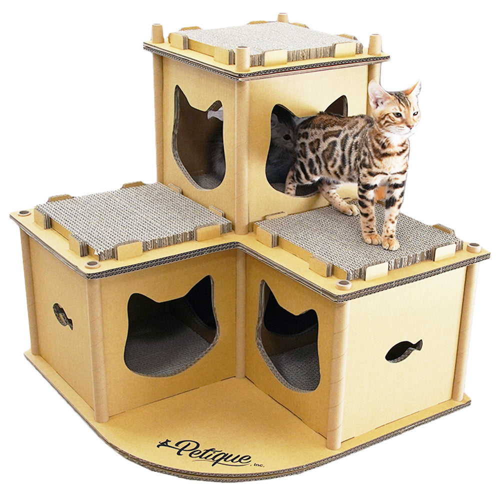 フォートレス キャットハウス ペットハウス キャットタワー 猫ハウス 爪とぎハウス ダンボールハウス つめとぎ 段ボール 高圧縮紙 おもちゃ 猫用品 猫の爪とぎ ベッド 隠れ家 多頭飼い 猫 ねこ ネコ 子猫 小型 中型 大型 キティ シニア 小動物 Feline Fortress