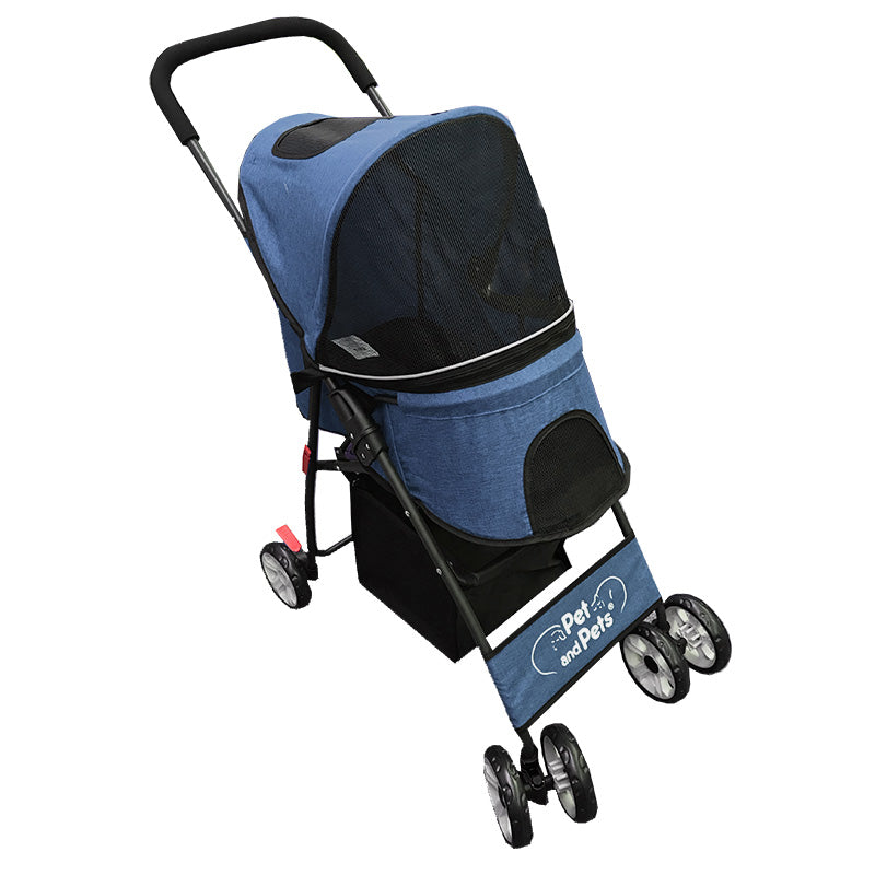 Pet and Pets ペットアンドペッツ   Pebble ペブル ペットカート 4輪 折りたたみ 収納カゴ付き 軽量 安全装置付き