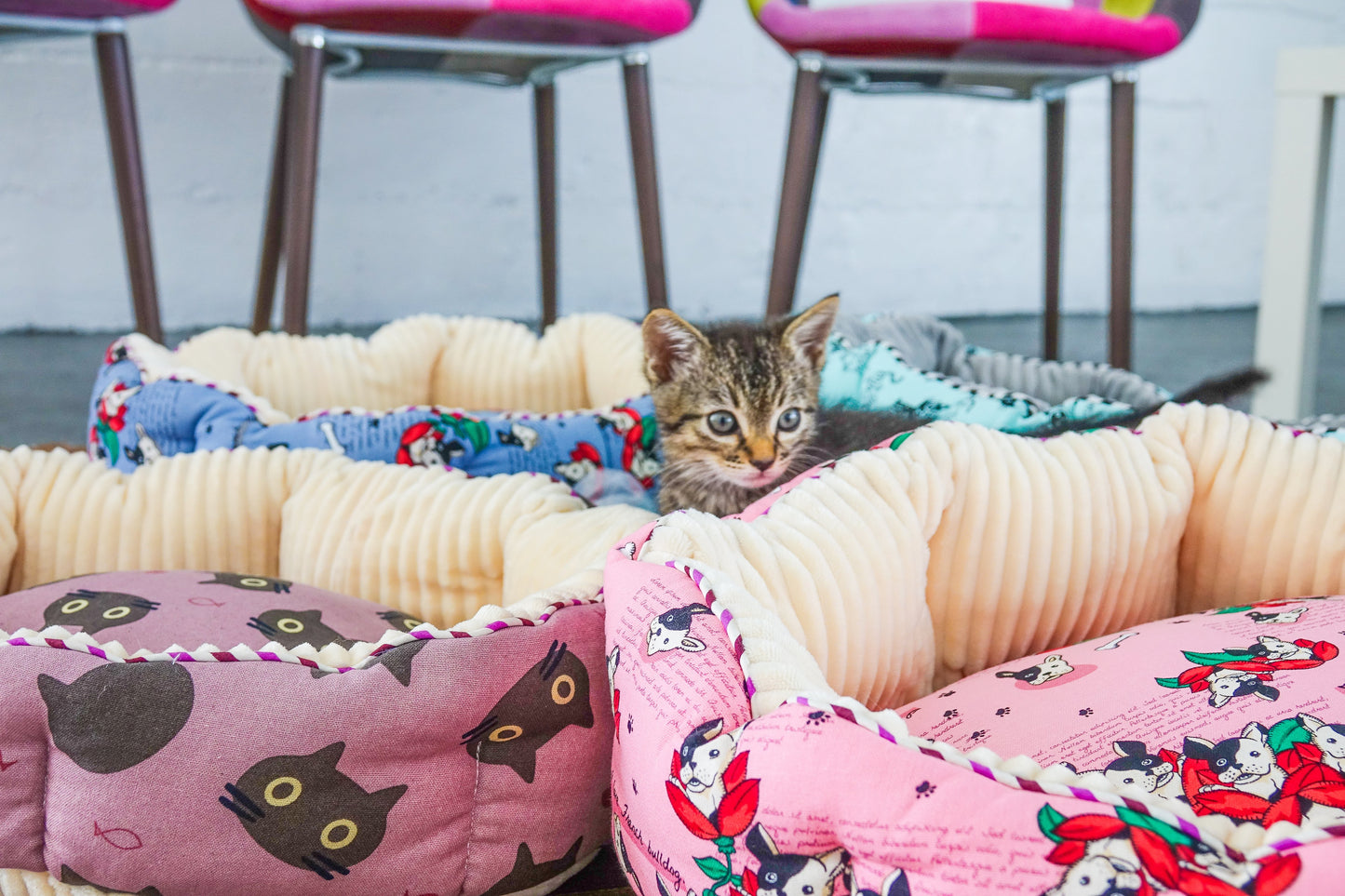 Petique ペティーク リバーシブルラウンドペットベッド 猫 小型犬 ふかふか ふわふわ あたたかい ペット用 ベッド リバーシブル ふわふわ Reversible Round Pet Bed