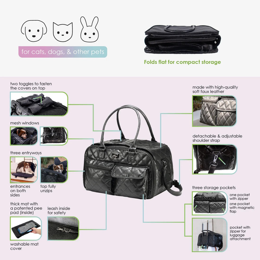 Petique ペティーク The Lux ラックス ペットキャリーバッグ ボストンバッグ ショルダーバッグ 2WAY